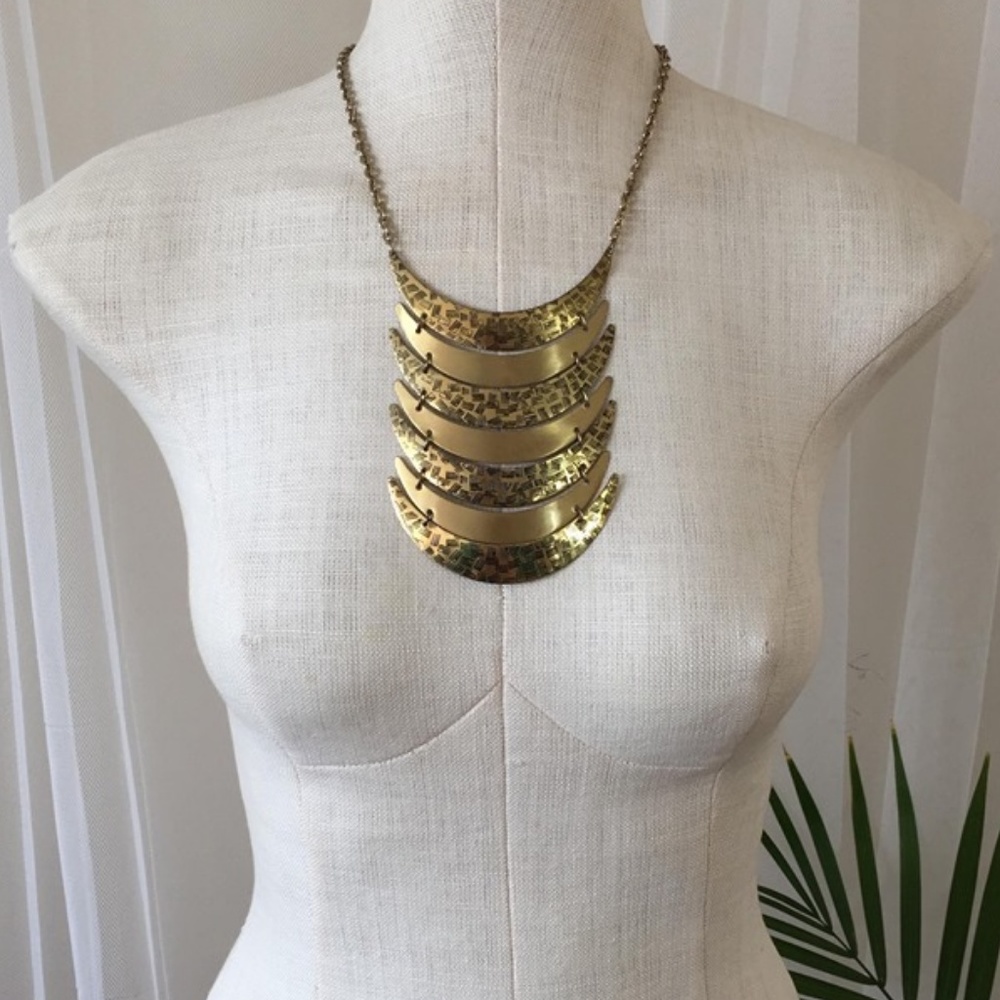 Gold Tone Statement Necklace - Picture 1 of 5